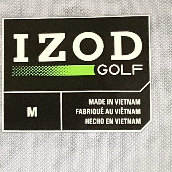 Izod houndstooth zipper front golf tennis sport shirt, medium. 0228 - Picture 9 of 10